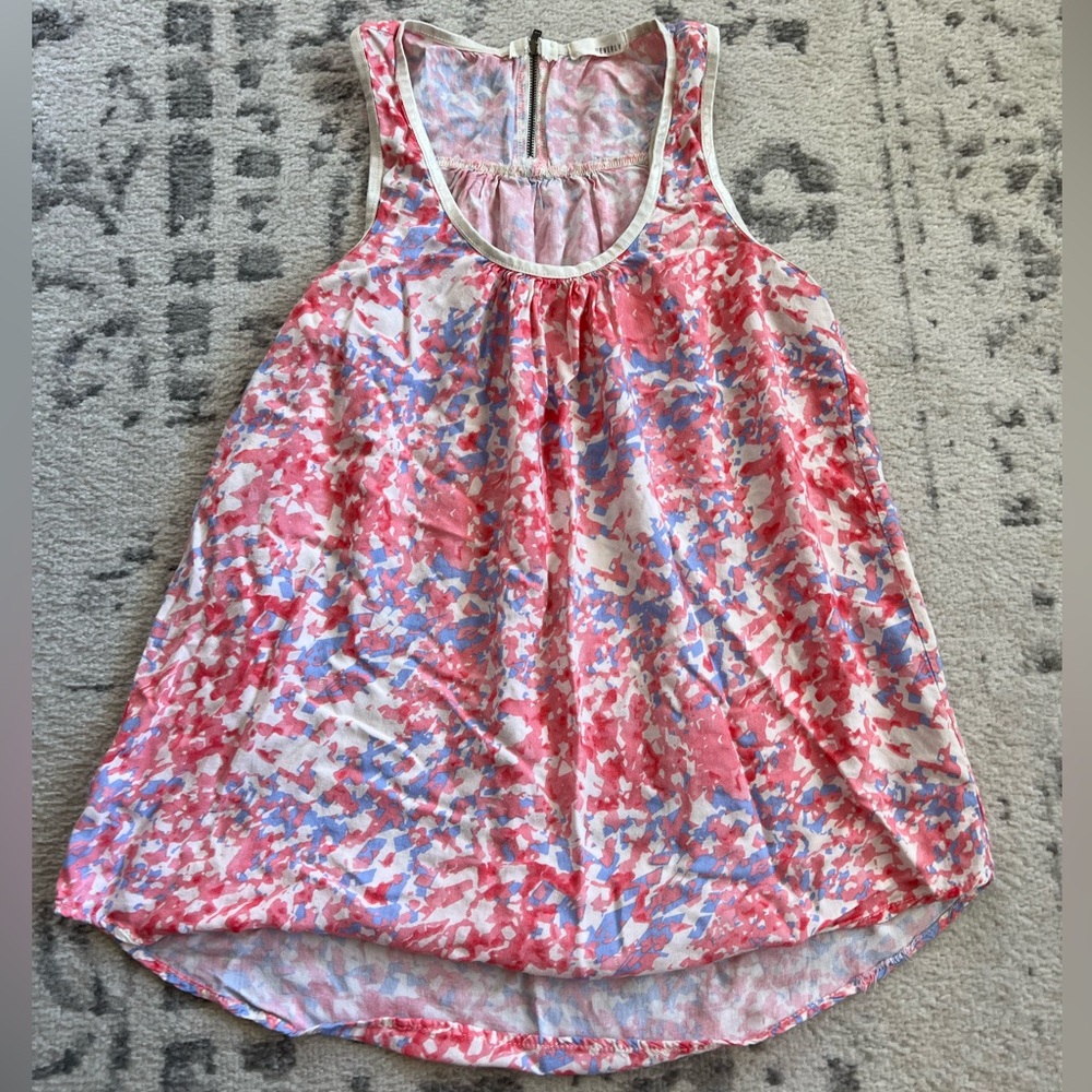 Everly Pink and Blue Abstract Tank Top